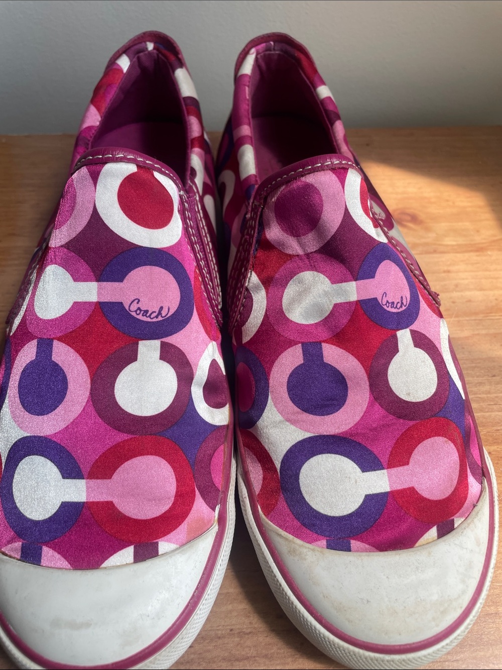 Coach Pink, Purple & Red Patterned Slip-On Sneakers
